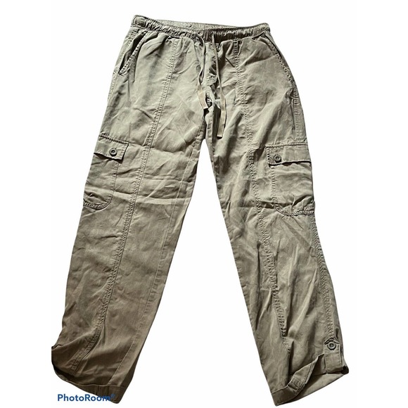 Anthropologie Cloth & Stone Pants •XS• Green Cargo Cropped Soft Tencel Joggers - Picture 1 of 5